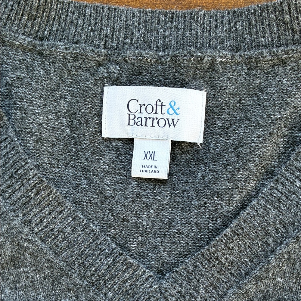 Croft & Barrow Charcoal V-Neck Pullover XXL